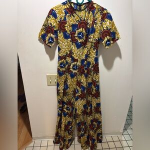 African Print Cotton Jumpsuit Romper Small